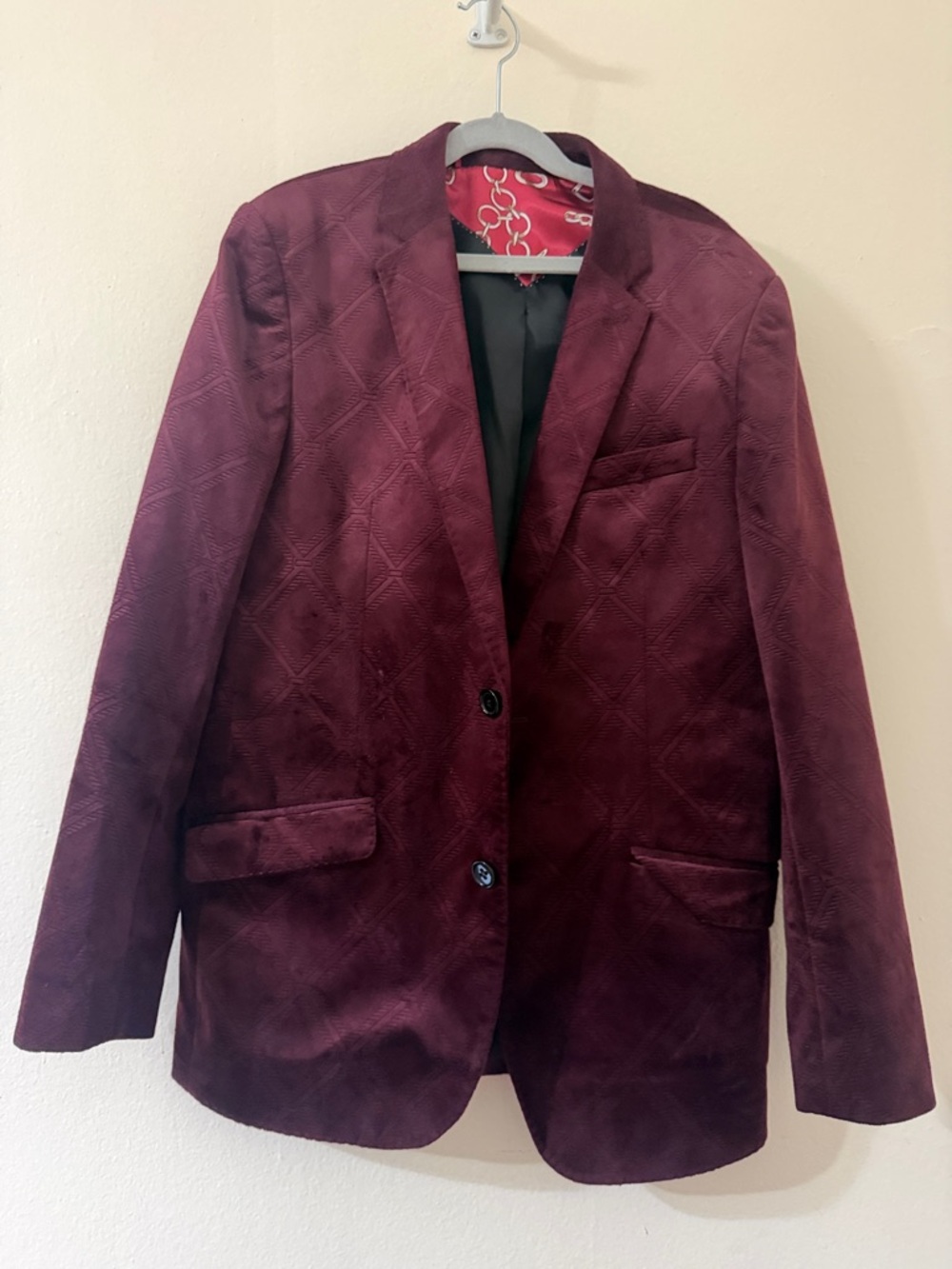 Boys Burgundy Velvet Blazer - Tailored Single-Breast Sport Coat